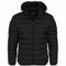Spindle Mens Plain Black Hooded Padded Quilted Puffer Jacket Winter Coat 5 Zip Pockets Black With Zips XL