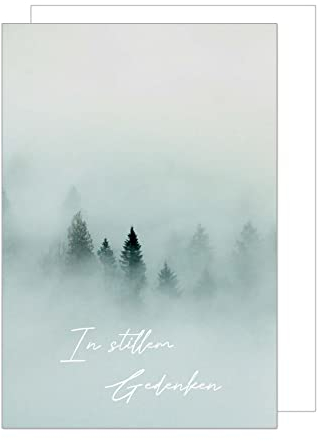Edition Seidel Premium Trauerkarte mit Umschlag. Beileidskarte Trauer Karte Wald Nebel Bäume Abschied Teilnahme Mitgefühl (T1096 SW023)
