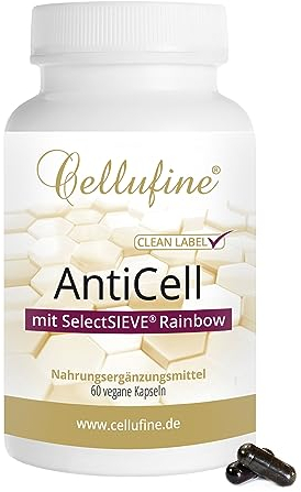 Cellufine® AntiCell mit SelectSIEVE® Rainbow - 60 vegane Kapseln mit den Vitalstoffen Mangan und Vitamin C, allergenfrei, glutenfrei, lactosefrei, vegan ohne Zusatzstoffe