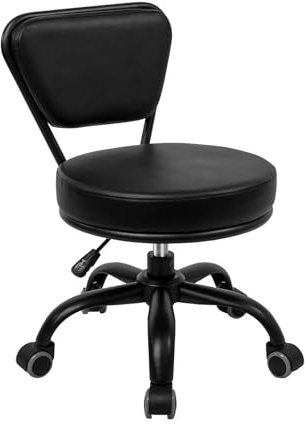 Dayton Garage Rolling Seat (Matt Black) Pneumatic, Short Stool with Adjustable Height 13-15, Perfect for Home Office, Gardening, Garage Mechanic, School and Lab