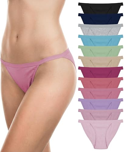 Sexy Basics Womens 12 Pack & 18 Pack String Bikini Briefs | 100% Cotton Underwear