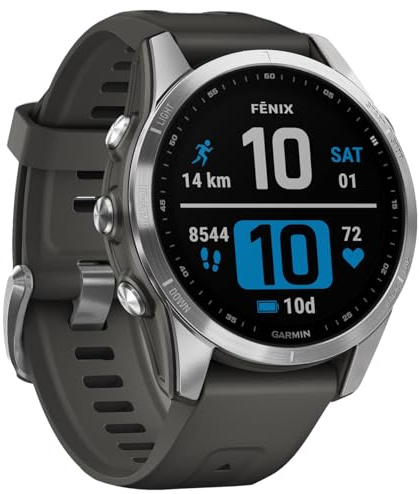 Garmin - Fenix 7S - Montres GPS Multisports connectée Haute Performance - Silver avec Bracelet Gris - Boitier 42 mm (Reconditionné)