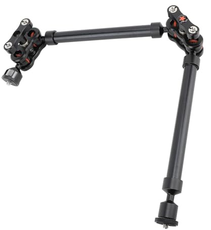 Artikulerande Friktion Magic Arm 530 Mm, Justerbart Kamerafäste Stativ Kameraarm med 1/4-tums Skruvar, Dubbelsektion Förlängning Metall Ledarmsstativ för Light Mic Video Rig
