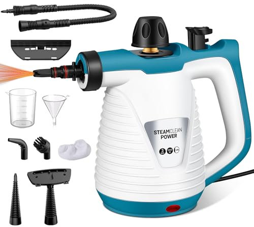KingSom Dampfreiniger, dampfreiniger handgerät mit 9 Zubehörteilen, Steam Cleaner Handheld, Handdampfreiniger für Zuhause,Tragbarer Dampfreiniger für Entfernt Schmutz und Fett, für Alles