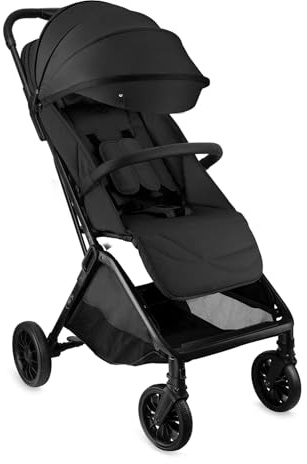 MoMi Kinderwagen ANDREA mit automatischem Faltsystem, bis 22 kg Körpergewicht, 5-Punkt-Sicherheitsgurt, Getränkehalter, Einkaufskorb, Tasche, Insekten- und Regenschutz, mit Zwillingsfunktion