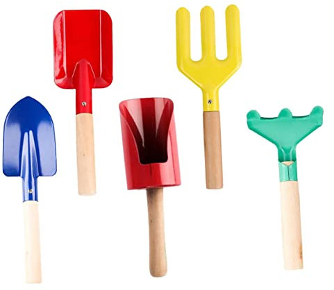 VINTORKY 5piezas Herramientas De Jardinería Pala Rastrillo y Accesorios De Plantación para Jardín Mango De Antideslizante Resistente y Duradero