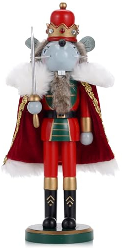 VorFor Cascanueces Navidad Puppe,35cm Soldados Cascanueces,Muñeco(Rata De Esgrima De Capa),Decoración De Navidad En El Interior,Excelente Familiares Y Amigos