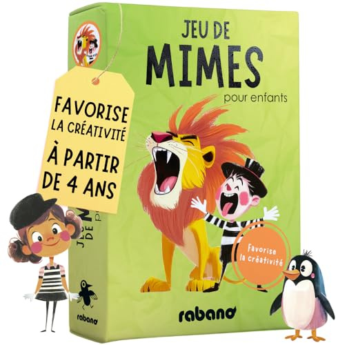Rabano Art Jeu de mimes pour Enfants | Jeu éducatif et Cadeau pour Filles et garçons | Jeux à partir de 4, 5, 6, 7, 8, 9 Ans | Cadeaux pour Enfants | Jeu Plein air