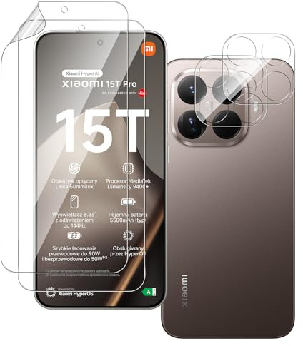 QULLOO 2+2 Pièces Protection D'écran Film pour Xiaomi 15T/15T Pro, TPU Hydrogel Film Protection Écran avec Protecteur de Caméra Verre Trempé, HD Anti-Rayures, Facile à Installer