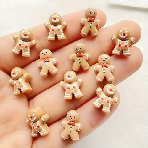 Christmas Nail Art Charms 30Pcs Gingerbread Man Nail Charms 3D Resin Nail Gems Cute Cartoon Xmas Nail Art Supplies Winter Nails Jewelry New Year Nails Accessories for Women DIY Christmas Manicure