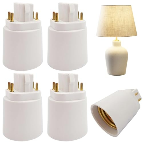 4er-Pack Touch-Lampenadapter, hitzebeständiger 4-Pin-LED-Glühbirnenadapter mit Schraubsockel, GX24Q-Glühbirnenkonverter, Lampenschirm