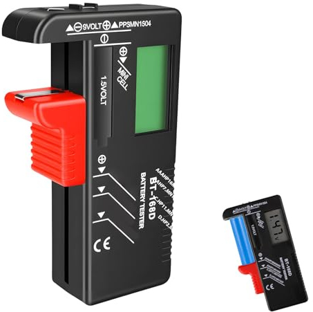 LED Digital Battery Tester - Universal Household Battery Checker for AAA, AA, C, D, 9V, 1.5V Button Cell Batteries, No Battery Required to Operate