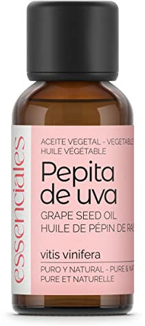 Essenciales - Huile végétale de Pépins de raisin (Vitis vinifera) BIO, 30 ml | 100% Pure et Naturel - 1ère Pression à froid - Certifiée Biologique et Écologique