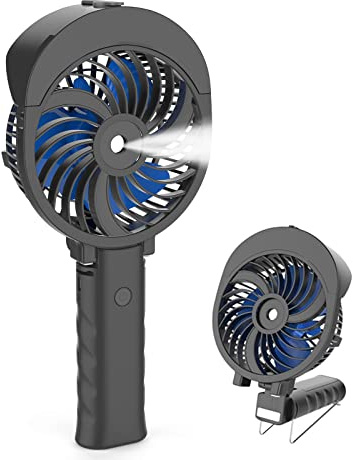 HandFan Handheld Water Fan Rechargeable 3 Speeds 55ml Misting Spray 180°Foldable Mini Desk Max 9h Lasting Time Battery Operated USB Personal For Travel Camping Outdoor Women