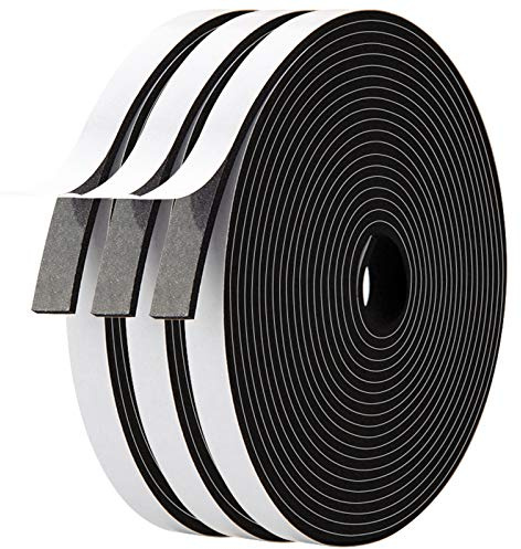 High Resilience Foam Seal Tape, 1/2 Inch x 1/8 Inch, Neoprene Weather Stripping for Doors & Windows, 59 Feet (3 Rolls x 19.7ft)