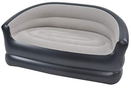 Avenli 98139 Aufblasbares Sofa für 2 Personen, inkl. Armlehnen, strapazierfähiges Vinylmaterial, einfaches Aufblasen in 2 Minuten, flach zusammenklappbar, beflockte Oberfläche, Vinyl, grau