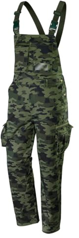 NEO TOOLS arbetsbyxor | Storlek XS – XXL | Hängselbyxor CAMO | Arbete, verkstad, Heavy Duty-byxor | EN ISO 13688:2013, Mörkgrön, S