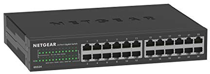 NETGEAR 24-Port Gigabit Ethernet Unmanaged Essentials Switch (GS324) - Desktop, Wall, or Rackmount, Silent Operation
