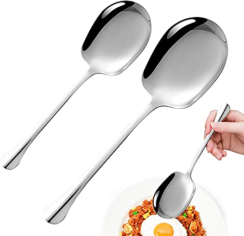 Cucchiaio da portata in acciaio inox, 2 posate da insalata in acciaio inox, cucchiaio da riso ordinario per ristoranti alberghi, 25 cm e 20 cm, adatto per cucina e sala da pranzo