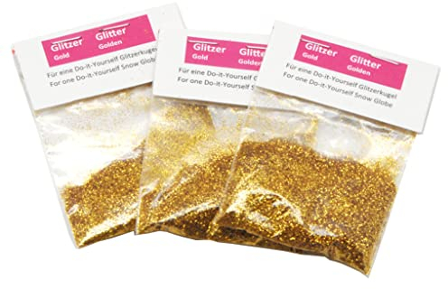 3 x Gold Glitzer für Schneekugel/Glitzerkugel zum Basteln für Schneekugel Bastelset 40063