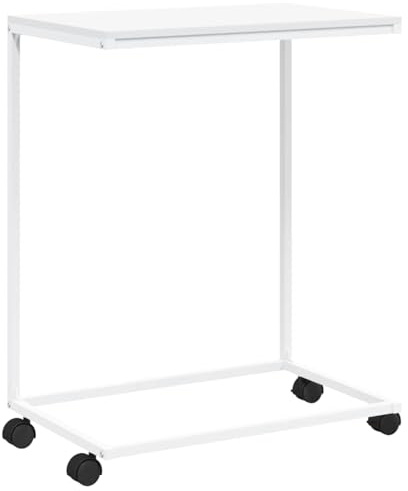 vidaXL Mesa Auxiliar con Ruedas de contrachapado Blanco 55x35x70 cm