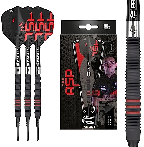 Target Darts Nathan Aspinall 80% Black Dartpfeile mit Kunststoffspitze Softdarts 18g