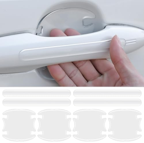 CompraFun Pellicola Protettiva per Maniglia Portiera, 8pcs Antigraffio Adesivi Universali Trasparenti per Maniglie Incassate - Esterni Auto