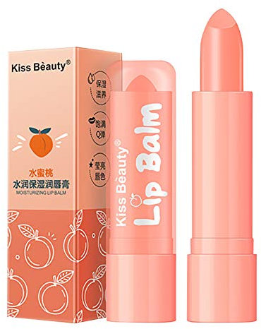 Generic Lip Care Natural Cosmetics Peach Balm Balm Moisturising Lip Lip Care Moisturising Mask Lipstick Tea Tree Oil Lip Care (Pink, One Size)
