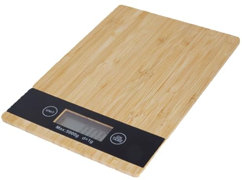 Bilancia Digitale da Cucina con Schermo LED, Pesa per Alimenti a Batteria Stile in Legno Elegante, Bilancia Alimentare per Casa, Misura 1g-5kg