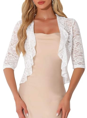 Allegra K Lace Shrug for Women Bolero Cardigan Half Sleeve Cover Up Top