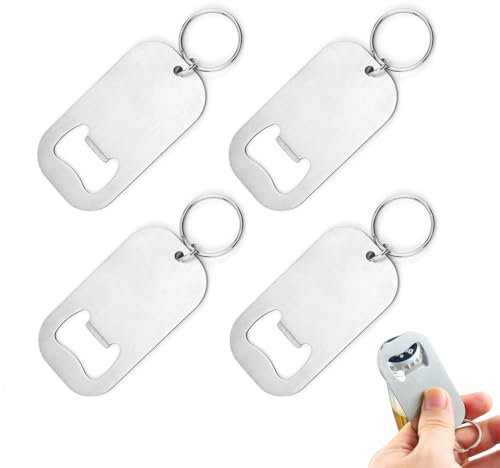 ZMREN Abrebotellas, 4 Piezas abridores de botellas de acero inoxidable, abrebotellas de cerveza con Llavero, para el hogar, pub, al aire libre