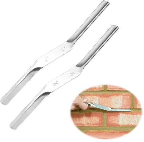 2 piezas de juntas de ladrillo, 29 x 2 cm, herramienta de puntero, doble extremo, herramienta de acabado de mortero, herramientas de señalización de ladrillos para constructores y albañiles