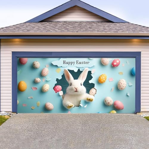 Couverture de Porte de Garage de Pâques, Bannière de Porte de Garage de Pâques Lapin de Pâques Décoration de Porte de Garage, Toile de Fond Fond de Photographie Décoration de Vacances de Printemps