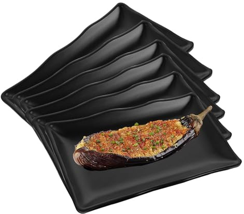 Bcuuozeeing Set di 6 piatti da portata rettangolari in melamina, 8 pollici, in melamina, riutilizzabili, 20,7 x 12,8 x 2,7 cm, per dessert, antipasti, piatti da insalata, contorni di frutta