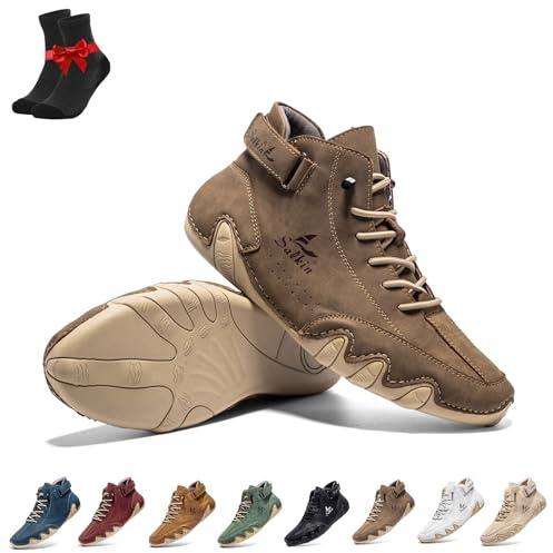 Barefoot Boots,Breathable Non-Slip Barefoot Shoes,Unisex Sneakers,Leather Sneakers,Ergonomic Barefoot Shoes(Khaki,9 UK)