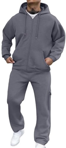 Tuta Da Ginnastica Uomo Comodo Larghi Felpe Con Cappuccio E Pantaloni Fitness Tinta Unita Jogging Completi Sportivi Leggera Con Tasche Abbigliamento Sportiva Palestra Manica Lunga Tuta 2 Pezzi