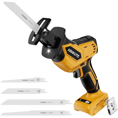 Cordless Reciprocating Saw for DeWalt 20V MAX Battery (No Battery), Brushless Motor, 0–3500 SPM 3-Speed Variable, Tool-Free Blade Change, LED Work Light, 4 Blades for Wood/Metal/PVC