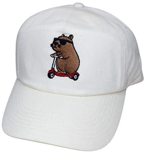 TeddyT's Children's Capybara Riding a Scooter Baseball Cap Sun Hat (8-12 Years) (Natural Sand)