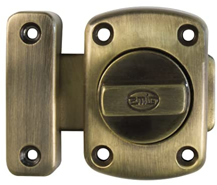 Amig - Pasador de Sobreponer - 40 x 56 mm - Adecuado en Puertas de Paso de Madera - Cierre Cilíndrico Giratorio - Pestillo para Baño, Dormitorio o Despacho - Cerrojo de Seguridad - Zamak Cuero