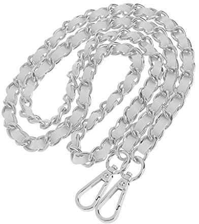 chiwanji Ersatz Kette Schulterriemen Schultergurt Taschenriemen Trageriemen Taschengurt Tragegurt Lederriemen, Silber + Weiß