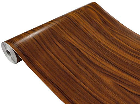 DecoMeister Klebefolie in Holz-Optik Holzfolien Deko-Folien Holzdekor Selbstklebefolie Möbelfolie Selbstklebend Fertigrolle Holz Folie für Möbel Gold Nussbaum 45x240 cm