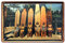 Blechschild Surf Wahines mit Surfboards - Metallschild mit 6 Surferinnen und ihren Longboards am Strand - Retro Deko Schild Surfing Surfen Wellenreiten Surfbrett Hawaii - Geschenk Beach Bar - 30x20cm