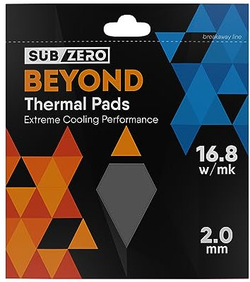 subZero BEYOND 16.8w/mk Thermal Pad, 100x100, Soft Thermal Compound, Ideal Gap Filler for GPU/Laptop Heatsink/GPU/CPU/LED Cooler (2.00mm)