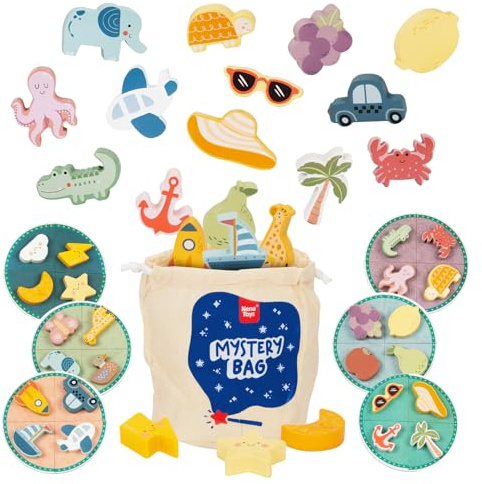 Nene Toys Brettspiel ab 3 Jahren, Fühl-und-Match Bingo-Spiel – Fühlpuzzle zur Förderung der taktilen Wahrnehmung – Lernspiel und Familienspiel aus Holz – Geschenk Jungen Mädchen ab 3 Jahren