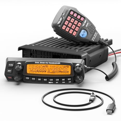 Radioddity DB50 Radio móvil de Doble Banda, transceptor UHF/VHF 50W para radioaficionados, Receptor multibanda con Panel Frontal Desmontable, VOX, CTCSS/DCS para Camiones, chirrido programable