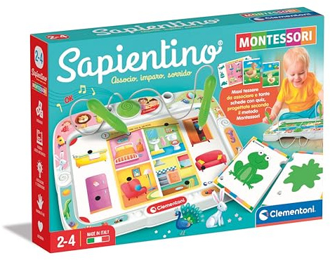 Clementoni Sapientino Montessori - Banchetto con Schede attività Educative e Penne Interattive, Gioco Educativo 3 Anni, Regalo Elettronico Interattivo, Batterie Incluse, Made in Italy, 16467