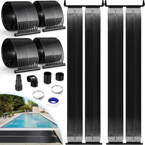 LIFERUN Solarkollektor Poolheizung, Solarheizung Pool, Schwimmbad bis 24000L Wasserinhalt, Solarmatte heizmatte Satz, UV-beständiger Kunststoff, Beliebig Erweiterbar (300 * 150 cm)
