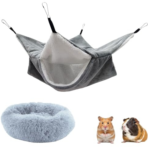 Helweet Hamacs pour Petits Animaux, Hamac pour Animaux De Petite Taille, Hamac pour Cochon d'Inde, avec Lit de Cochon d'Inde, pour Hamster, Furet, Chinchilla