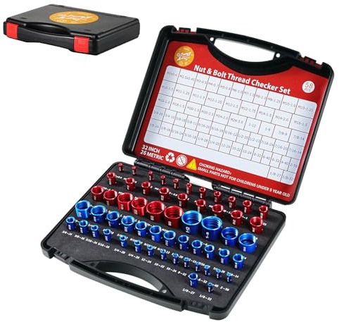 Housolution Thread Checker, 58PCS Nut and Bolt Thread Checker Set, 32 Standard and 26 Metric Bolt Size Finder for Quickly Identify on Tricky and Narrow Area