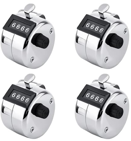 Gubilacrum 4 PCS Clicker Counter - with 4-Digit Display Professional Tally Counter, Metal Handheld Counting Device for Inventory Management and Event Tracking, Durable Mechanical Counter